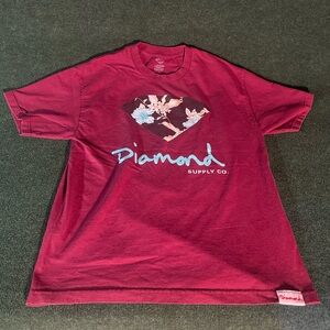 Diamond Supply Co. Y2K Men's T-Shirt Size Large Burgundy Short Sleeve